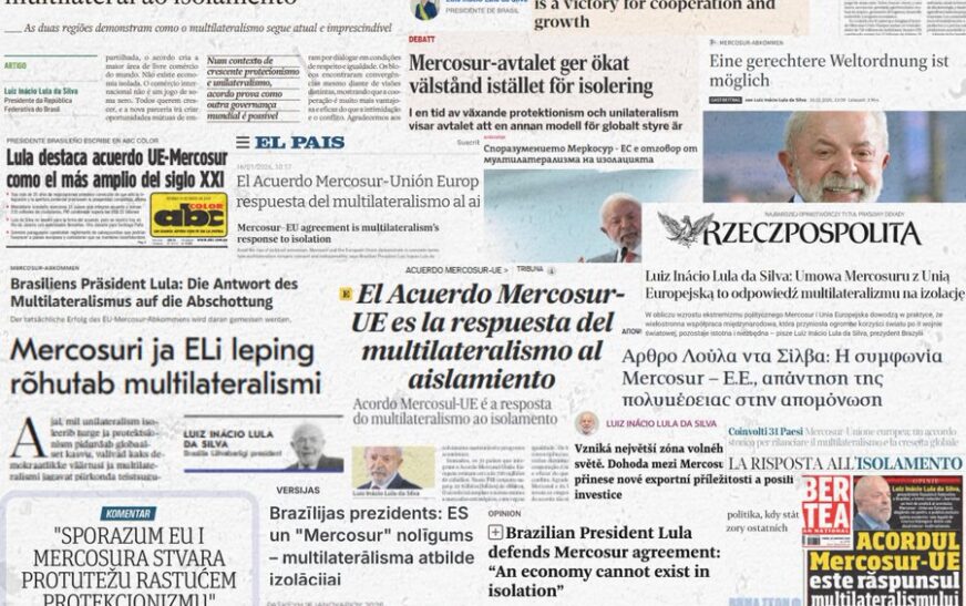 ‘Acordo Mercosul-UE é a resposta do multilateralismo ao isolamento’, diz Lula em artigo — Agência Gov