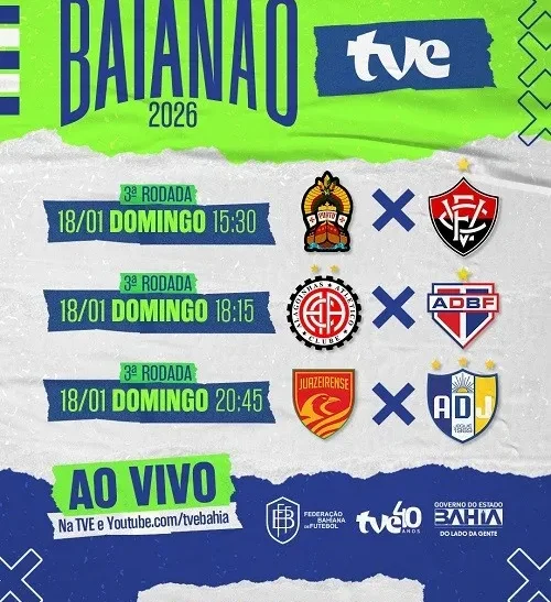 TVE exibe três jogos do Baianão neste domingo (18)