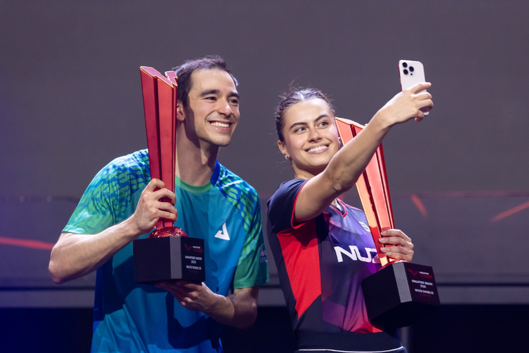 Calderano e Bruna Takahashi conquistam o Smash de Singapura — Agência Gov